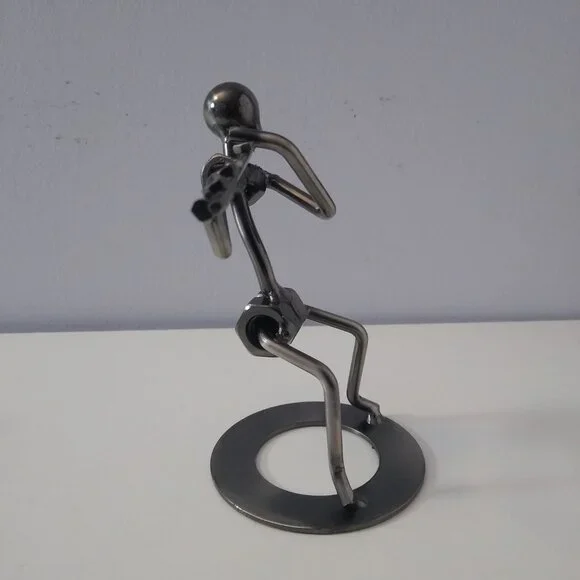 Flute Player Figurine - Metallic, Nuts & Bolts Design - Picture 3 of 8
